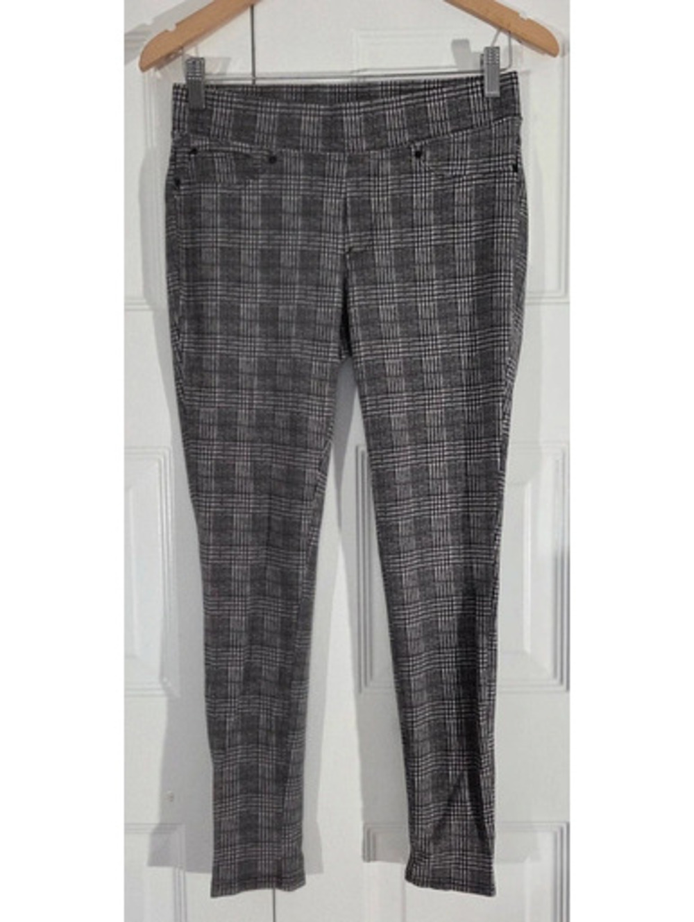 Sonoma Pull On Leggings Women's Small Gray Plaid Stretch Pants #1636